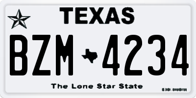 TX license plate BZM4234