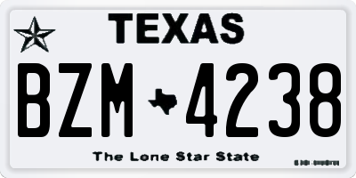 TX license plate BZM4238