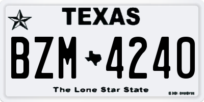 TX license plate BZM4240