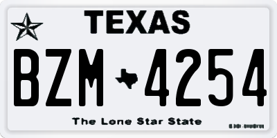 TX license plate BZM4254