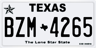 TX license plate BZM4265