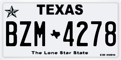 TX license plate BZM4278