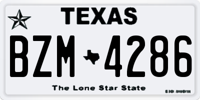 TX license plate BZM4286