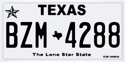 TX license plate BZM4288