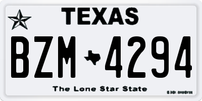 TX license plate BZM4294