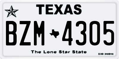 TX license plate BZM4305