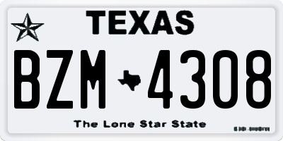 TX license plate BZM4308
