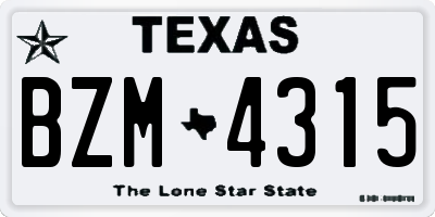 TX license plate BZM4315
