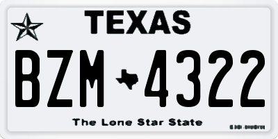 TX license plate BZM4322