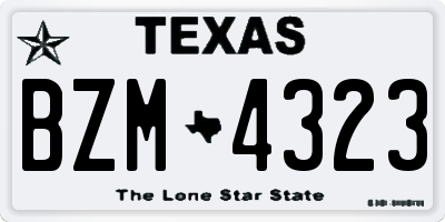 TX license plate BZM4323