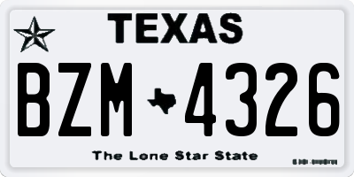 TX license plate BZM4326