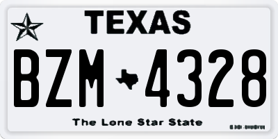 TX license plate BZM4328