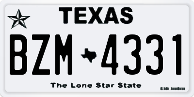 TX license plate BZM4331