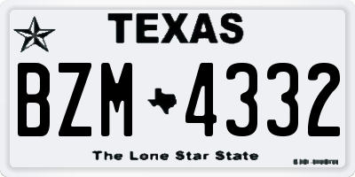 TX license plate BZM4332