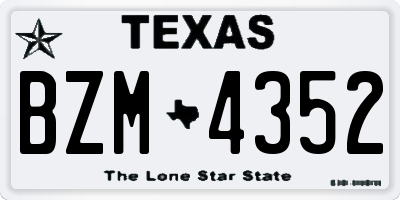 TX license plate BZM4352