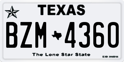 TX license plate BZM4360