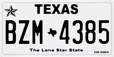TX license plate BZM4385