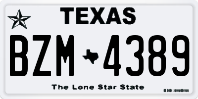 TX license plate BZM4389