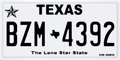 TX license plate BZM4392