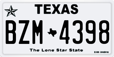 TX license plate BZM4398