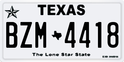 TX license plate BZM4418