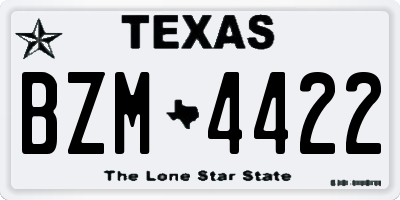 TX license plate BZM4422