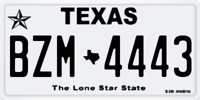 TX license plate BZM4443