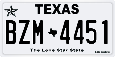 TX license plate BZM4451