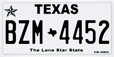 TX license plate BZM4452