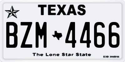 TX license plate BZM4466