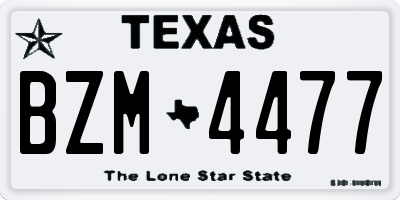 TX license plate BZM4477