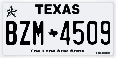 TX license plate BZM4509