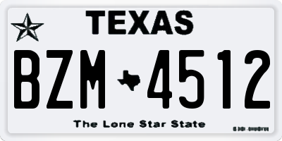 TX license plate BZM4512