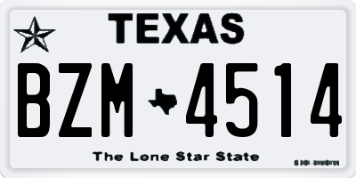 TX license plate BZM4514