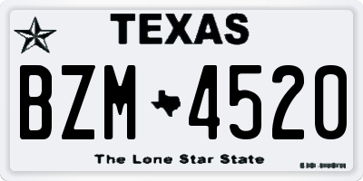 TX license plate BZM4520