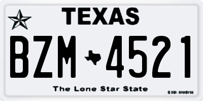 TX license plate BZM4521