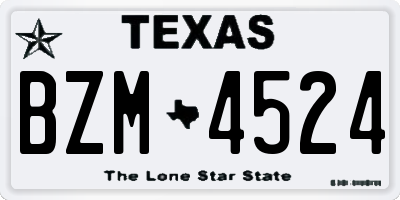 TX license plate BZM4524