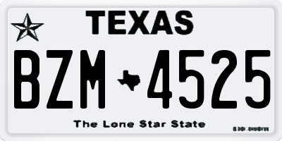TX license plate BZM4525