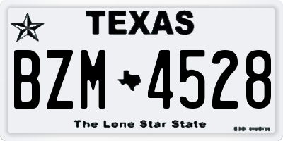 TX license plate BZM4528