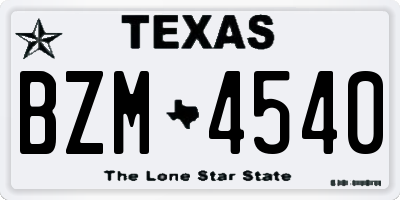 TX license plate BZM4540