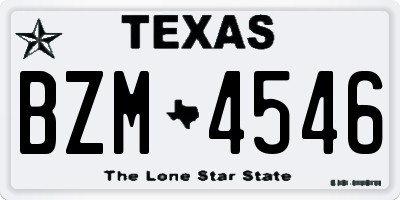 TX license plate BZM4546