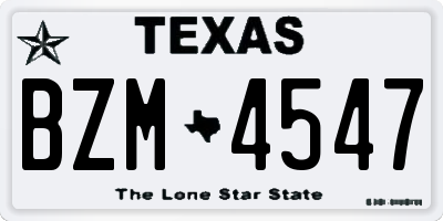 TX license plate BZM4547