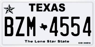 TX license plate BZM4554