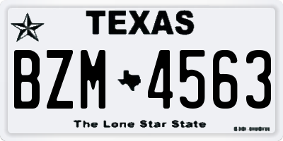 TX license plate BZM4563
