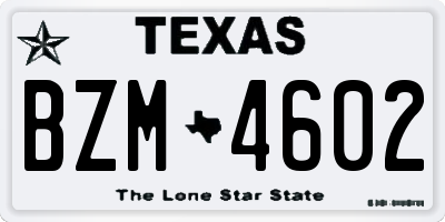 TX license plate BZM4602