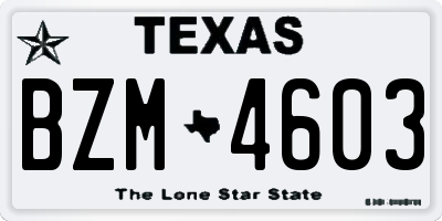 TX license plate BZM4603