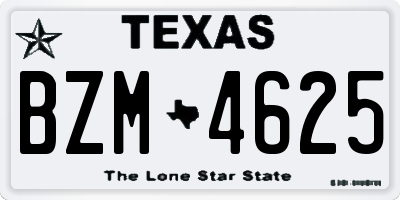 TX license plate BZM4625