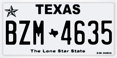 TX license plate BZM4635