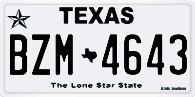 TX license plate BZM4643