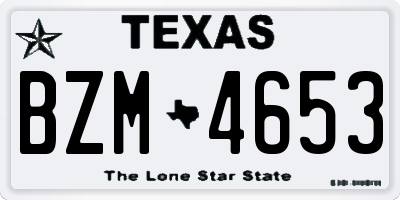 TX license plate BZM4653